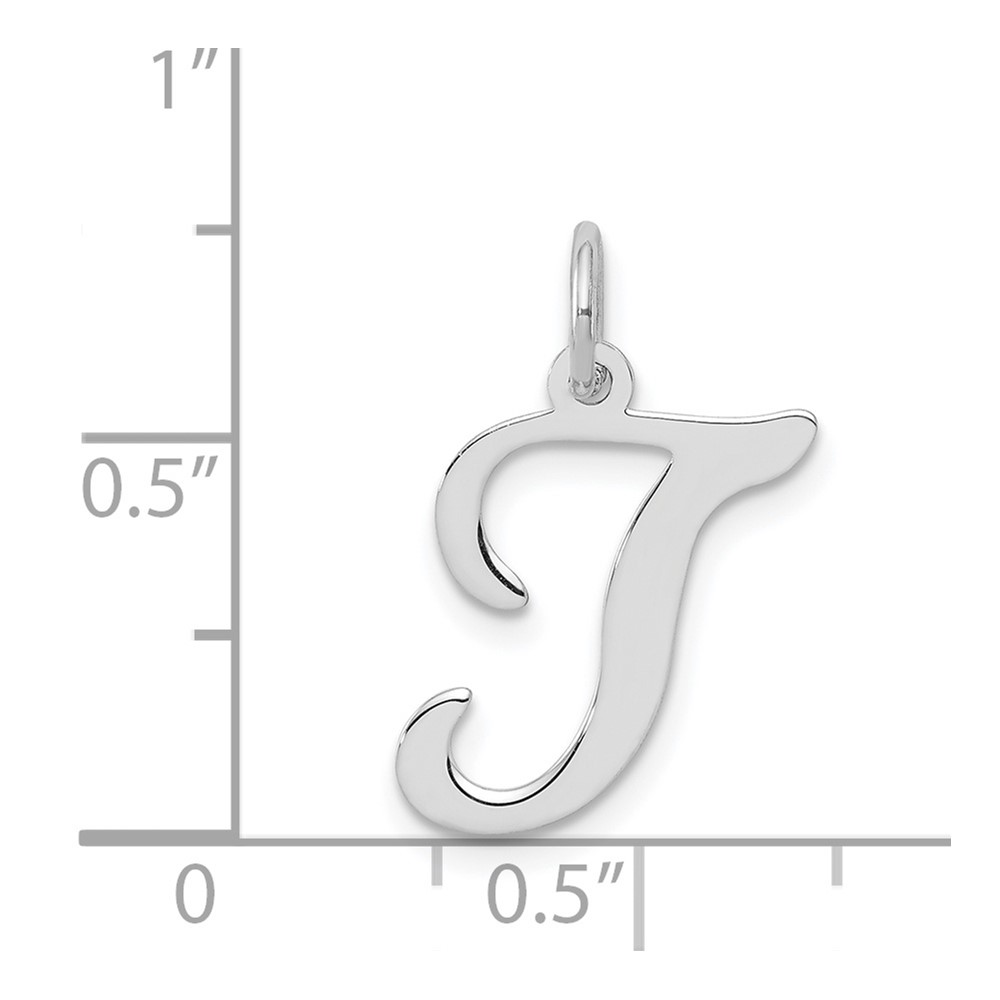 Sterling Silver Rhodium-plated Stamped Letter T Initial Charm (QC4163T)