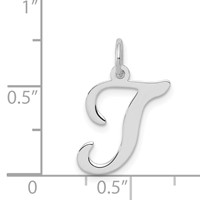 Sterling Silver Rhodium-plated Stamped Letter T Initial Charm view 3