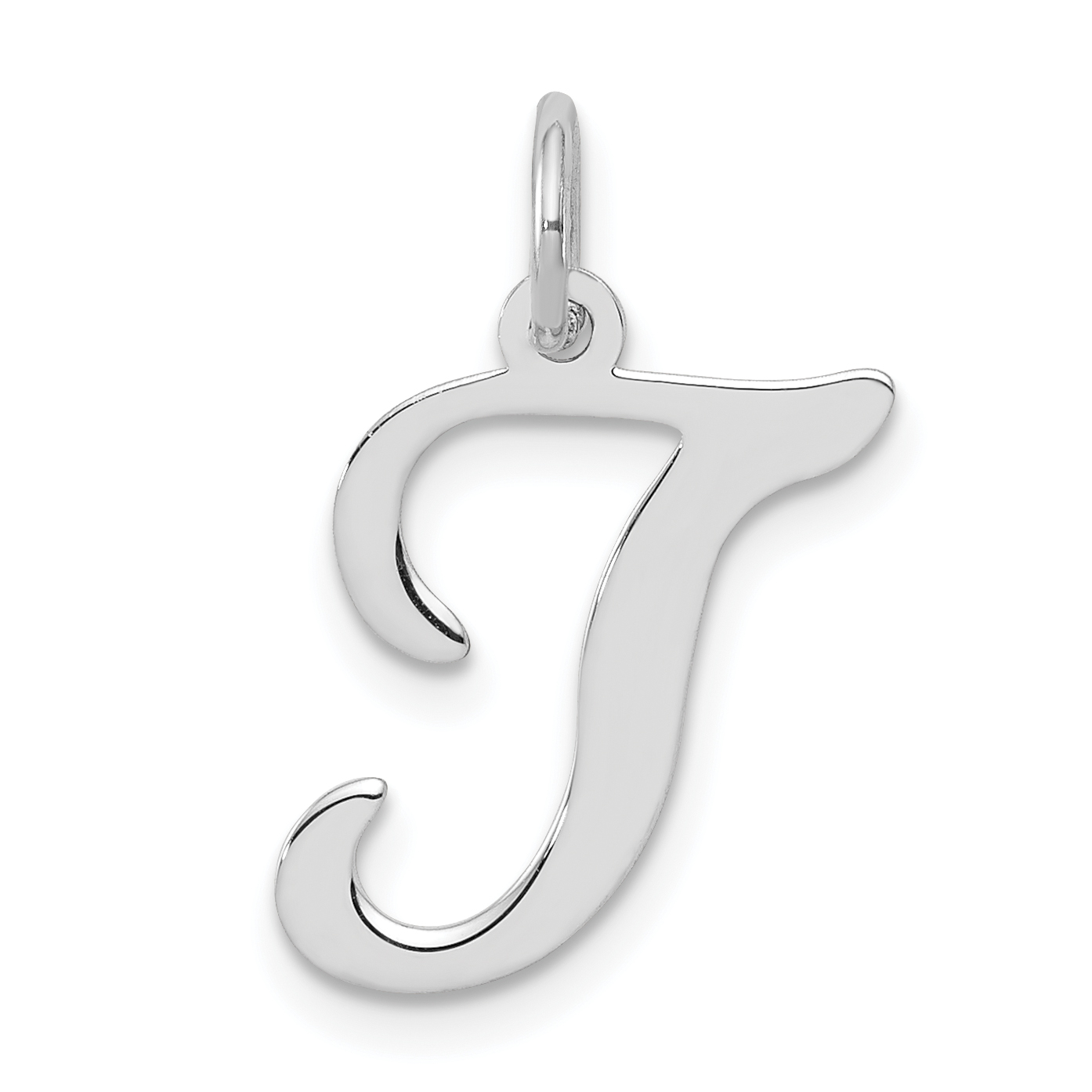 Sterling Silver Rhodium-plated Stamped Letter T Initial Charm (QC4163T)
