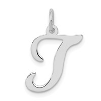 Sterling Silver Rhodium-plated Stamped Letter T Initial Charm view 1