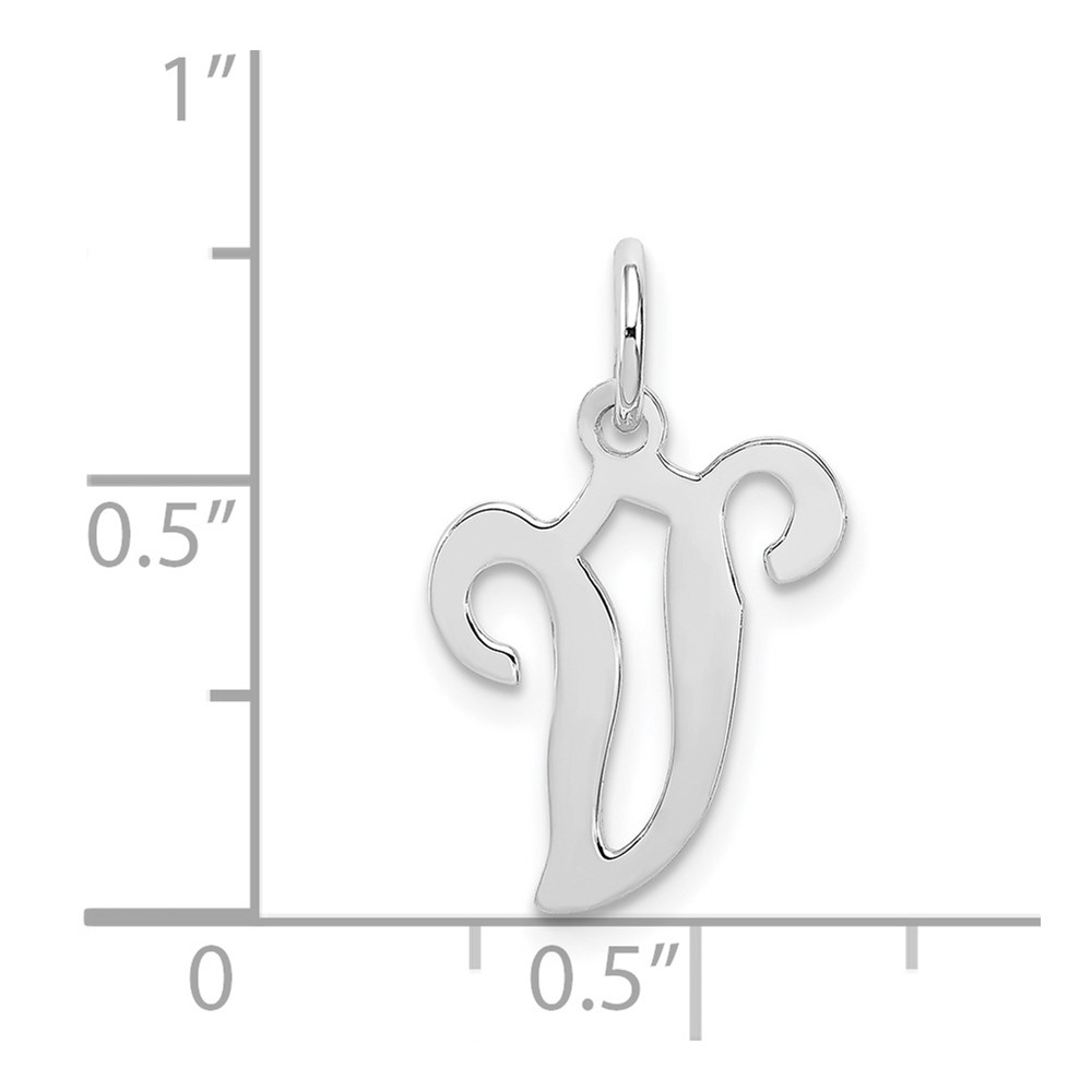 Sterling Silver Rhodium-plated Stamped Letter V Initial Charm (QC4163V)