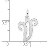 Sterling Silver Rhodium-plated Stamped Letter V Initial Charm view 3
