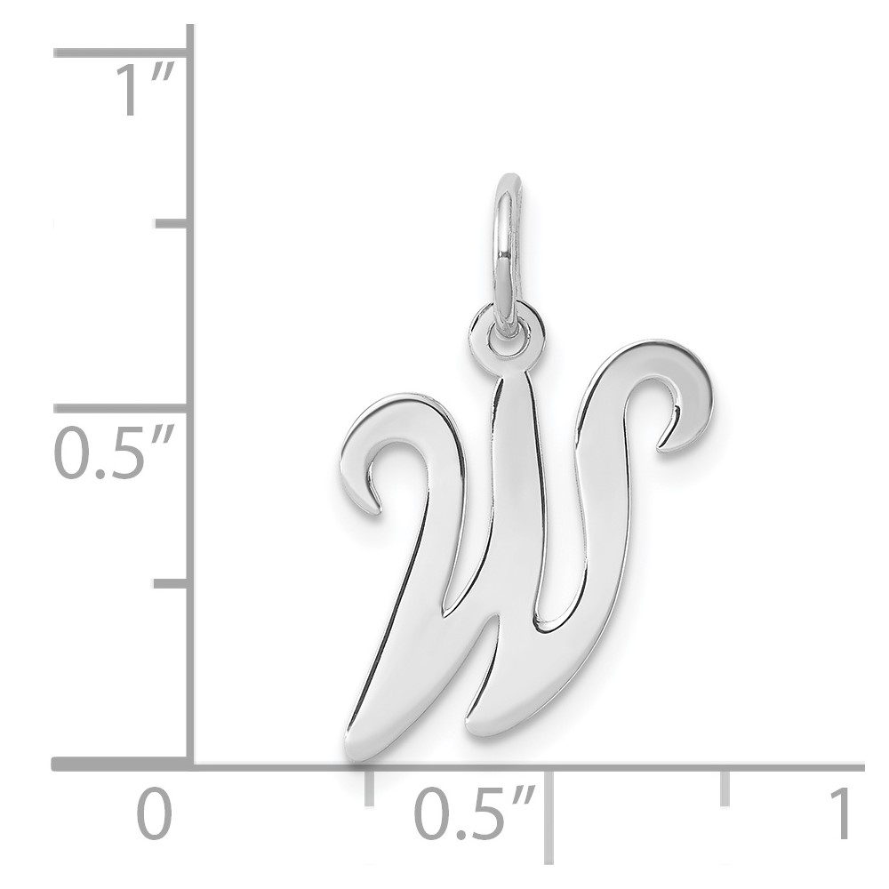 Sterling Silver Rhodium-plated Stamped Letter W Initial Charm (QC4163W)