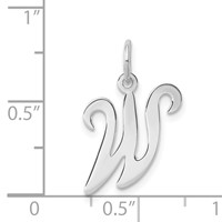 Sterling Silver Rhodium-plated Stamped Letter W Initial Charm view 4
