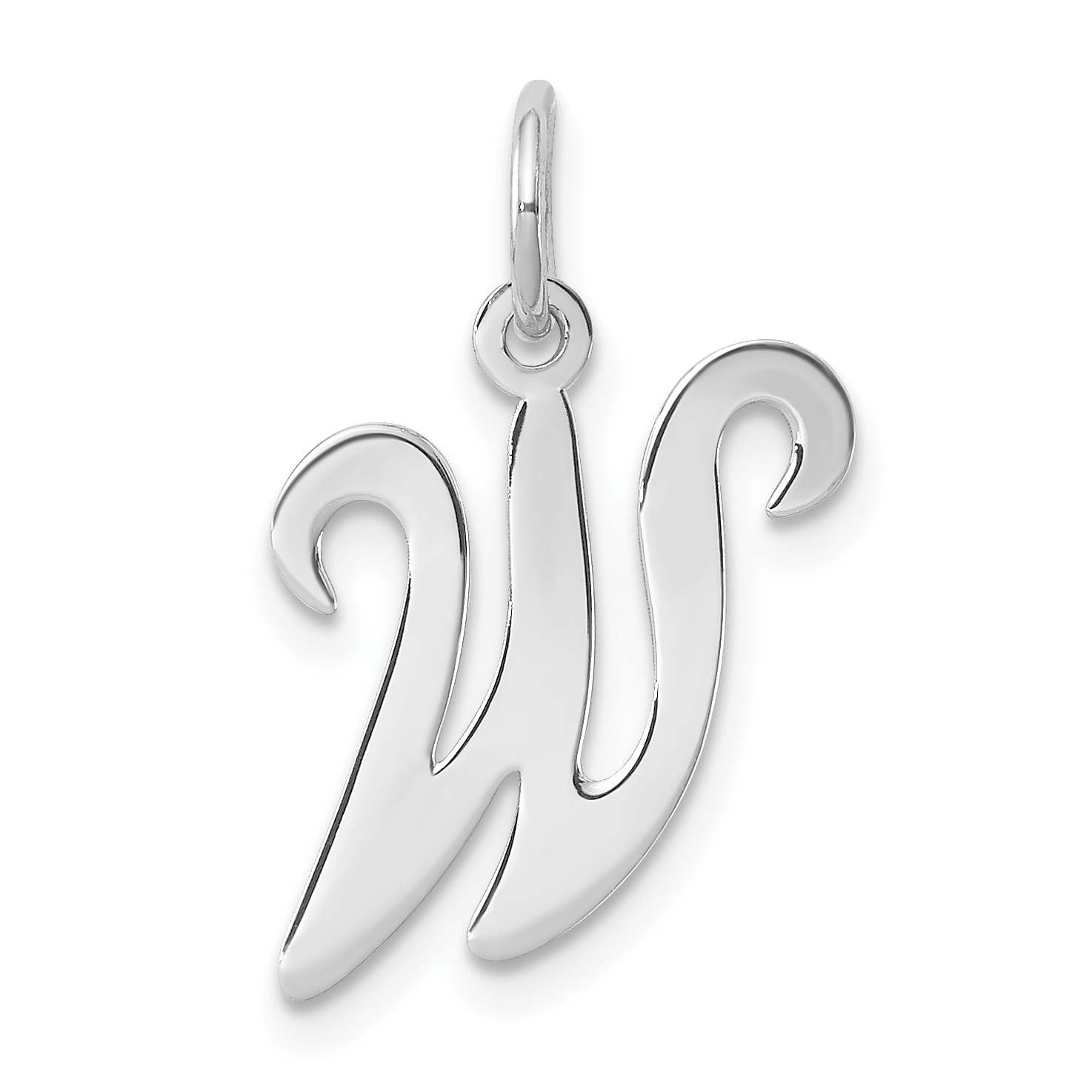 Sterling Silver Rhodium-plated Stamped Letter W Initial Charm (QC4163W)