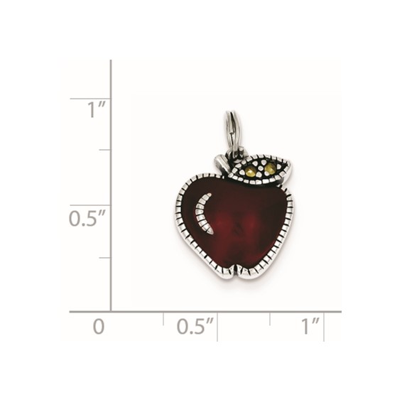 Sterling Silver Enameled Red Apple Charm