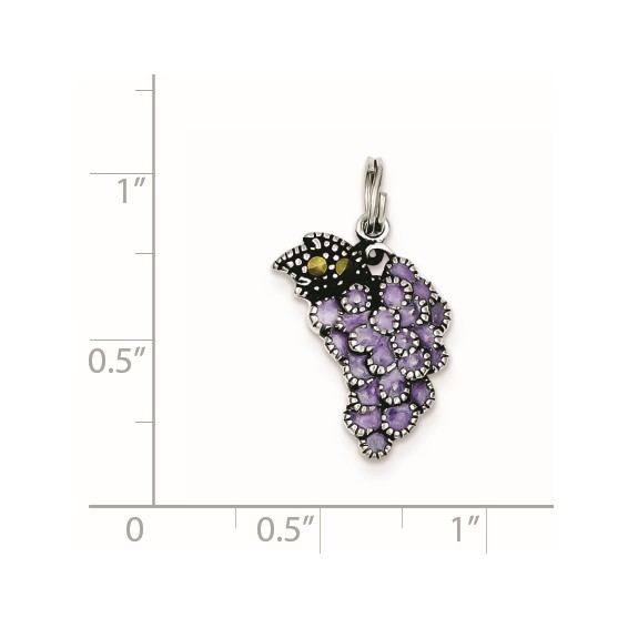 Sterling Silver Enameled Purple Grape Charm