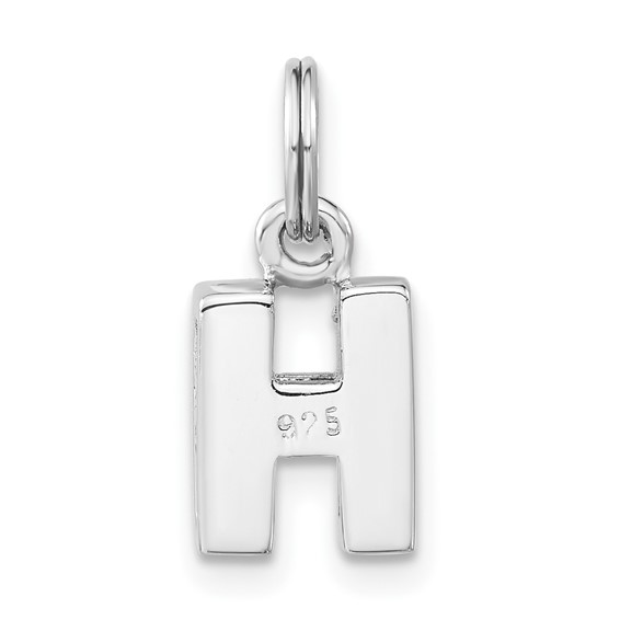 Sterling Silver Polished CZ Initial H Charm