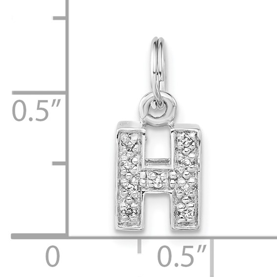 Sterling Silver Polished CZ Initial H Charm