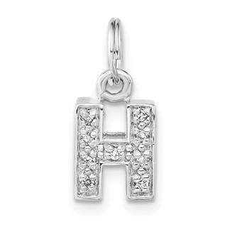 Sterling Silver Polished CZ Initial H Charm