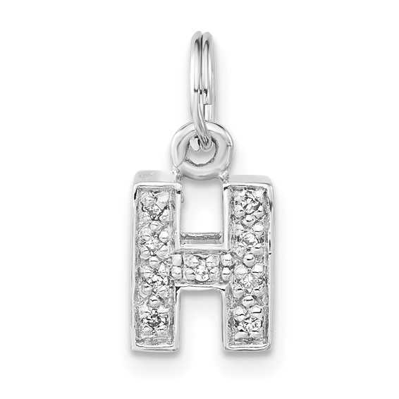 Sterling Silver Polished CZ Initial H Charm