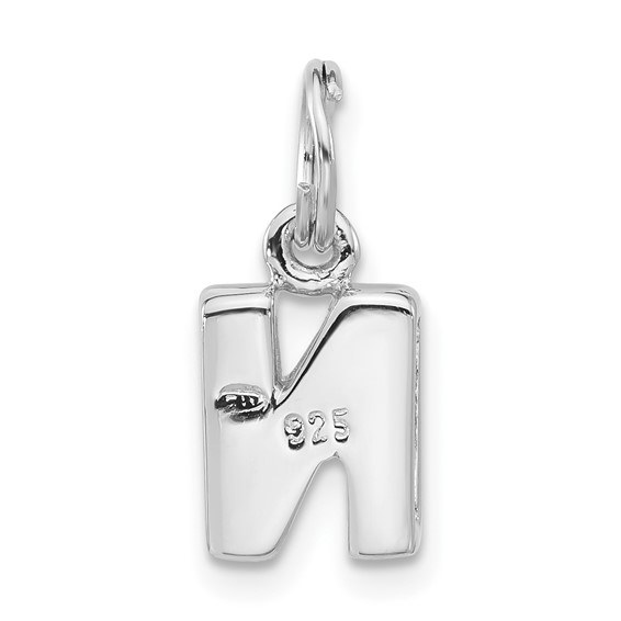 Sterling Silver Polished CZ Initial N Charm