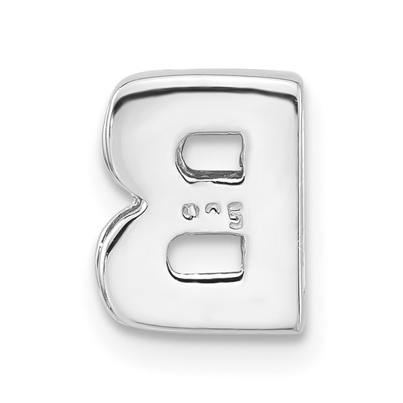 Sterling Silver Polished CZ Initial B Slide