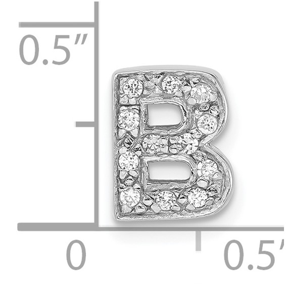 Sterling Silver Polished CZ Initial B Slide