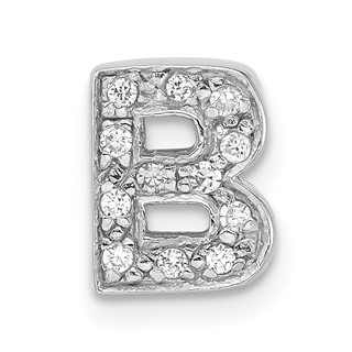 Sterling Silver Polished CZ Initial B Slide