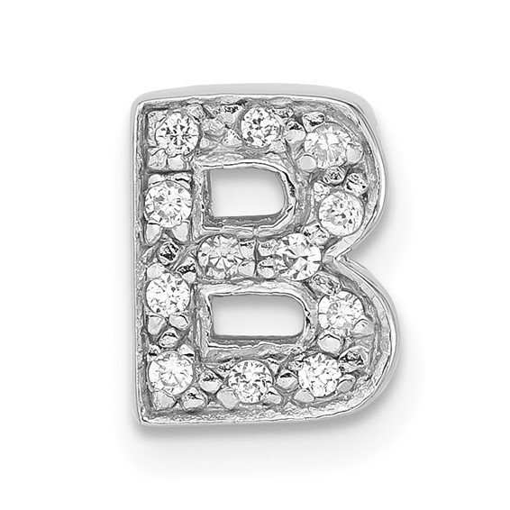 Sterling Silver Polished CZ Initial B Slide