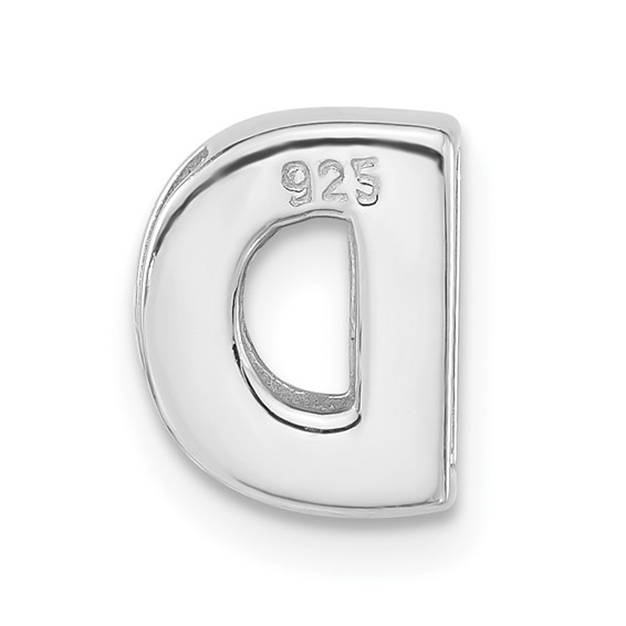 Sterling Silver Polished CZ Initial D Slide
