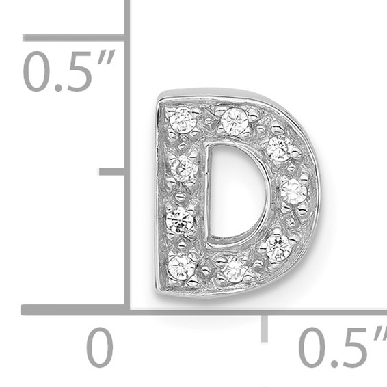 Sterling Silver Polished CZ Initial D Slide