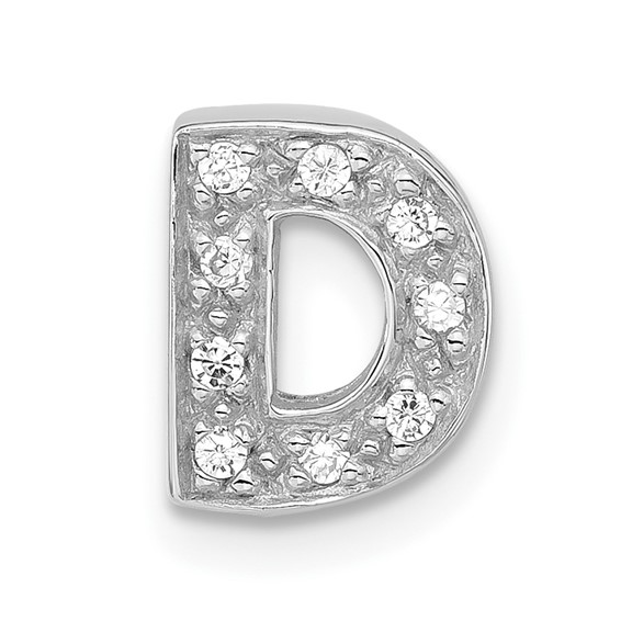 Sterling Silver Polished CZ Initial D Slide