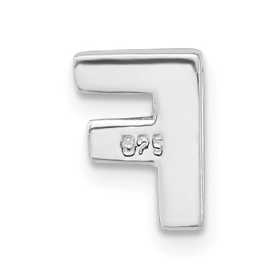 Sterling Silver Polished CZ Initial F Slide