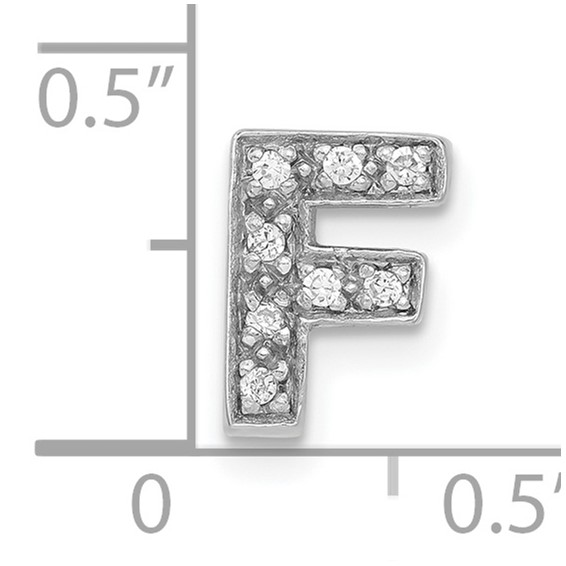 Sterling Silver Polished CZ Initial F Slide