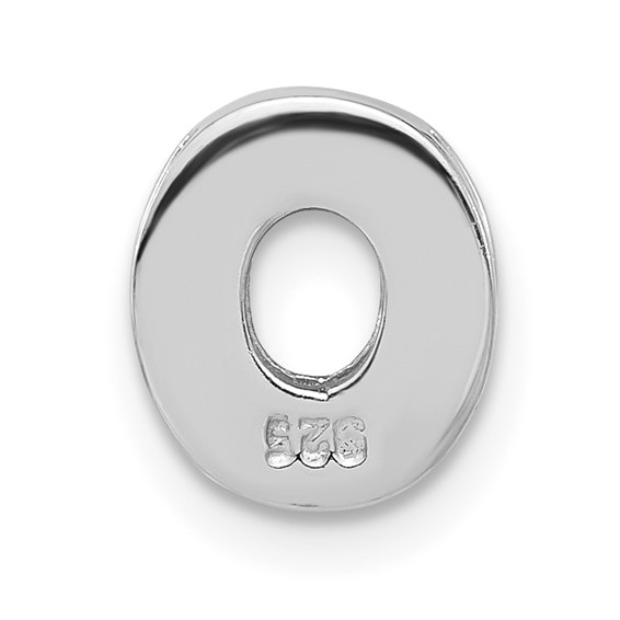 Sterling Silver Polished CZ Initial O Chain Slide Charm