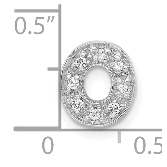 Sterling Silver Polished CZ Initial O Chain Slide Charm