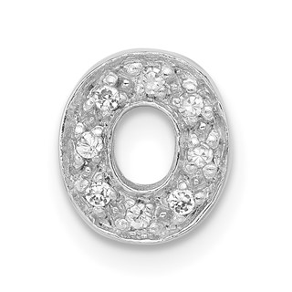 Sterling Silver Polished CZ Initial O Chain Slide Charm