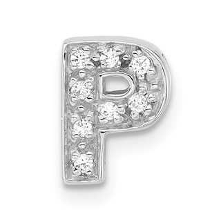 Sterling Silver Polished CZ Initial P Slide