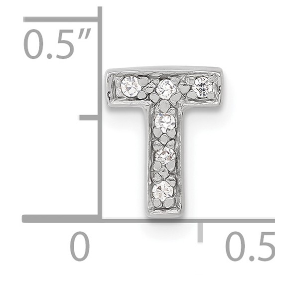 Sterling Silver CZ Initial T Slide