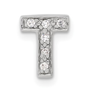 Sterling Silver CZ Initial T Slide