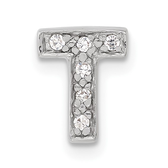 Sterling Silver CZ Initial T Slide