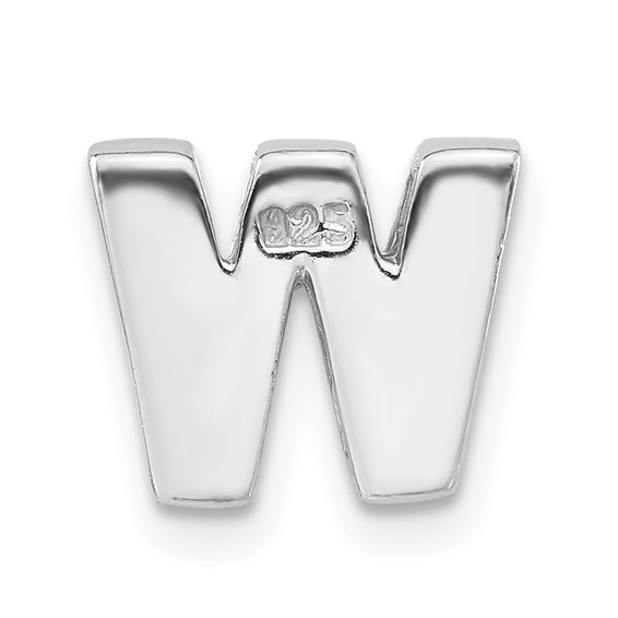 Sterling Silver Polished CZ Initial W Slide