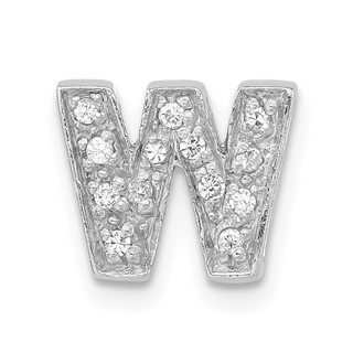 Sterling Silver Polished CZ Initial W Slide