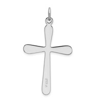 Sterling Silver Platinum-plated Polished Cross Pendant view 3