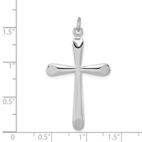 Sterling Silver Platinum-plated Polished Cross Pendant view 4