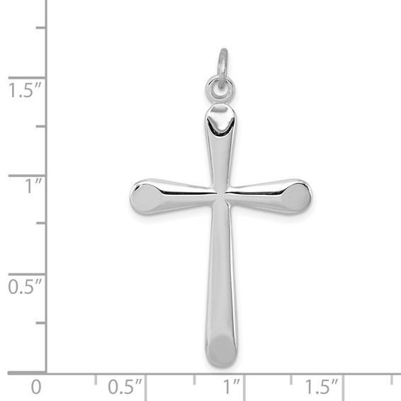 Sterling Silver Platinum-plated Polished Cross Pendant