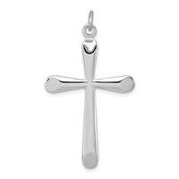 Sterling Silver Platinum-plated Polished Cross Pendant view 1