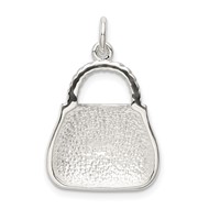 Sterling Silver Rhodium-plated Purple Enameled CZ Purse Charm view 4