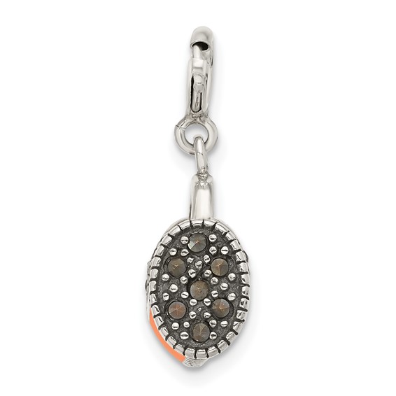 Sterling Silver 3D Orange Enameled Marasite Purse Charm