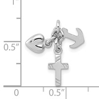Sterling Silver Rhodium-plated Faith, Hope & Charity Charm view 3