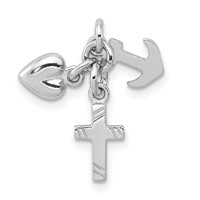 Sterling Silver Rhodium-plated Faith, Hope & Charity Charm view 1