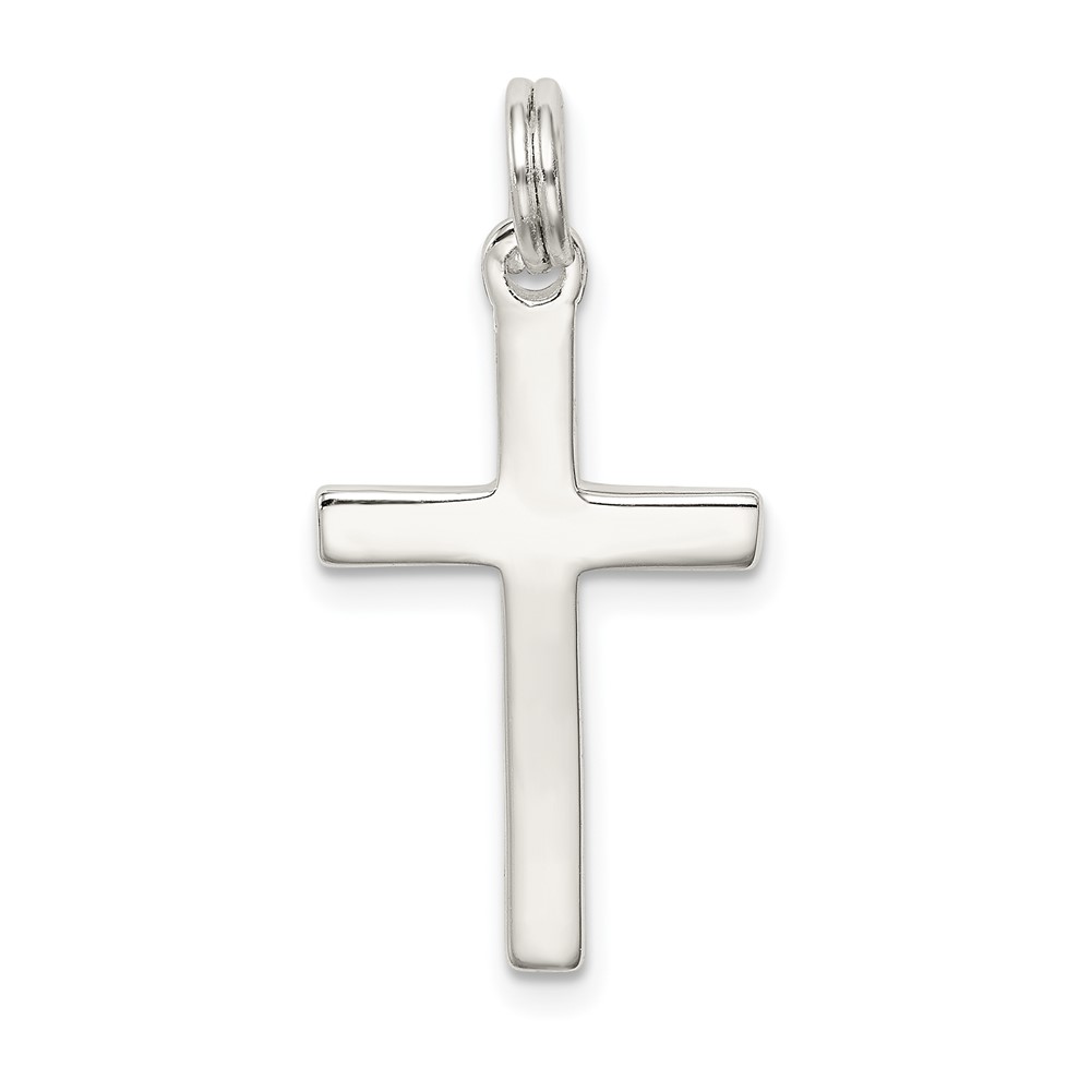 Sterling Silver Rhodium-plated Polished Cross Pendant (QC4277)