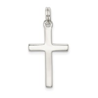 Sterling Silver Rhodium-plated Polished Cross Pendant view 4