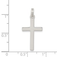 Sterling Silver Rhodium-plated Polished Cross Pendant view 3
