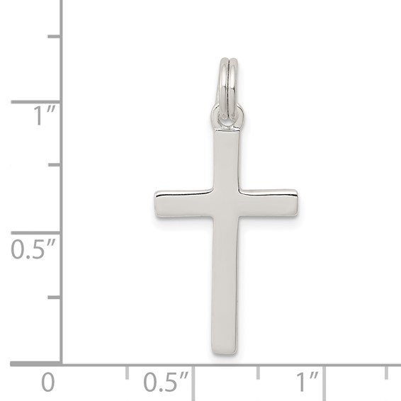 Sterling Silver Rhodium-plated Polished Cross Pendant