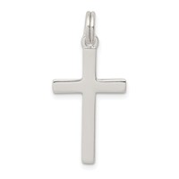 Sterling Silver Rhodium-plated Polished Cross Pendant view 1