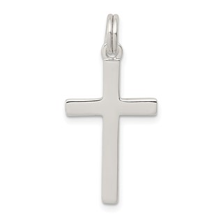 Sterling Silver Rhodium-plated Polished Cross Pendant