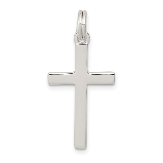 Sterling Silver Rhodium-plated Polished Cross Pendant