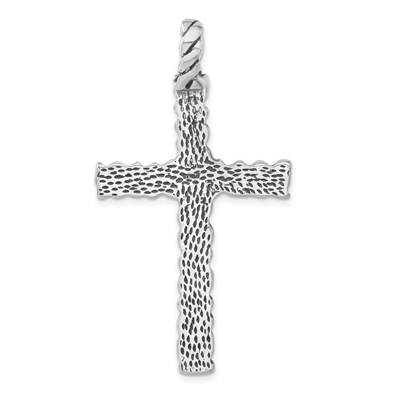 Sterling Silver Antiqued Textured Cross Pendant